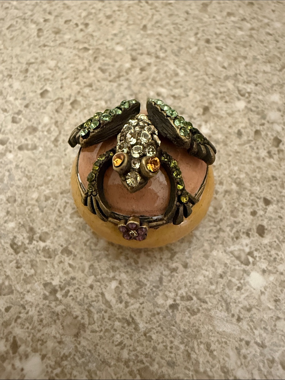 Jay Strongwater Swarovski Frog on Round Trinket Box